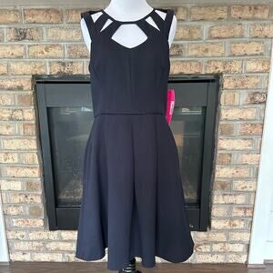 Betsey Johnson Cutout Fit & Flare Navy Blue Dress Size 10 NEW